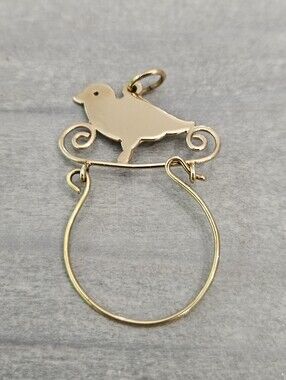 14k Solid Gold Bird Charm Holder 1.5g